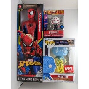 LOT 3 Spider-Man Funko Pop Exclusive Electro 1154 Marvel Glow in the Dark Gwen